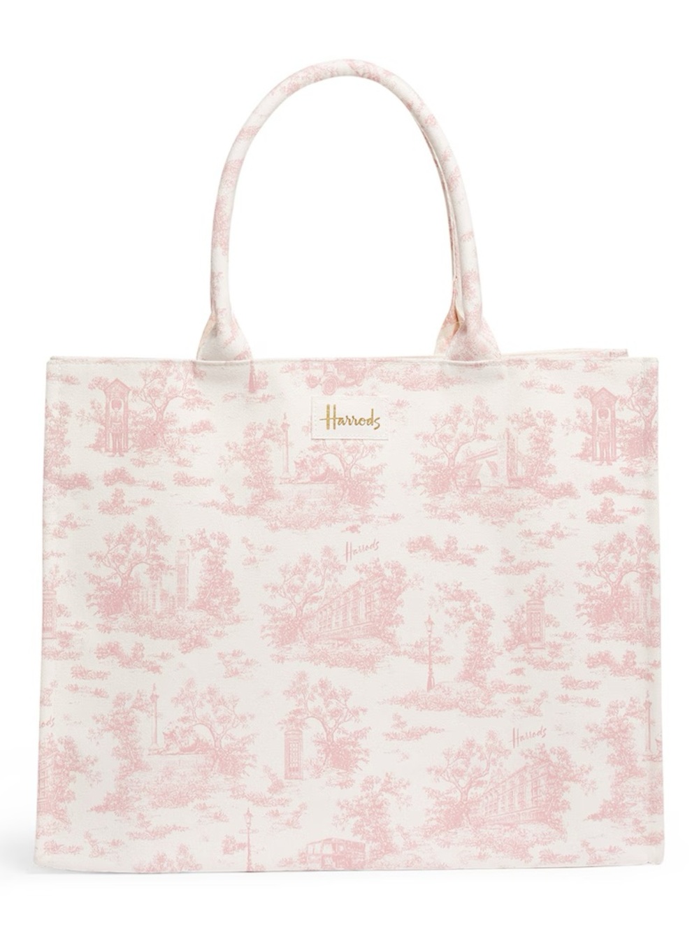 Harrods Pink & White Toile Tote Bag